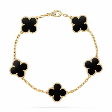 Bracelet Vintage Alhambra 5 motifs Noir (Meilleure vente)